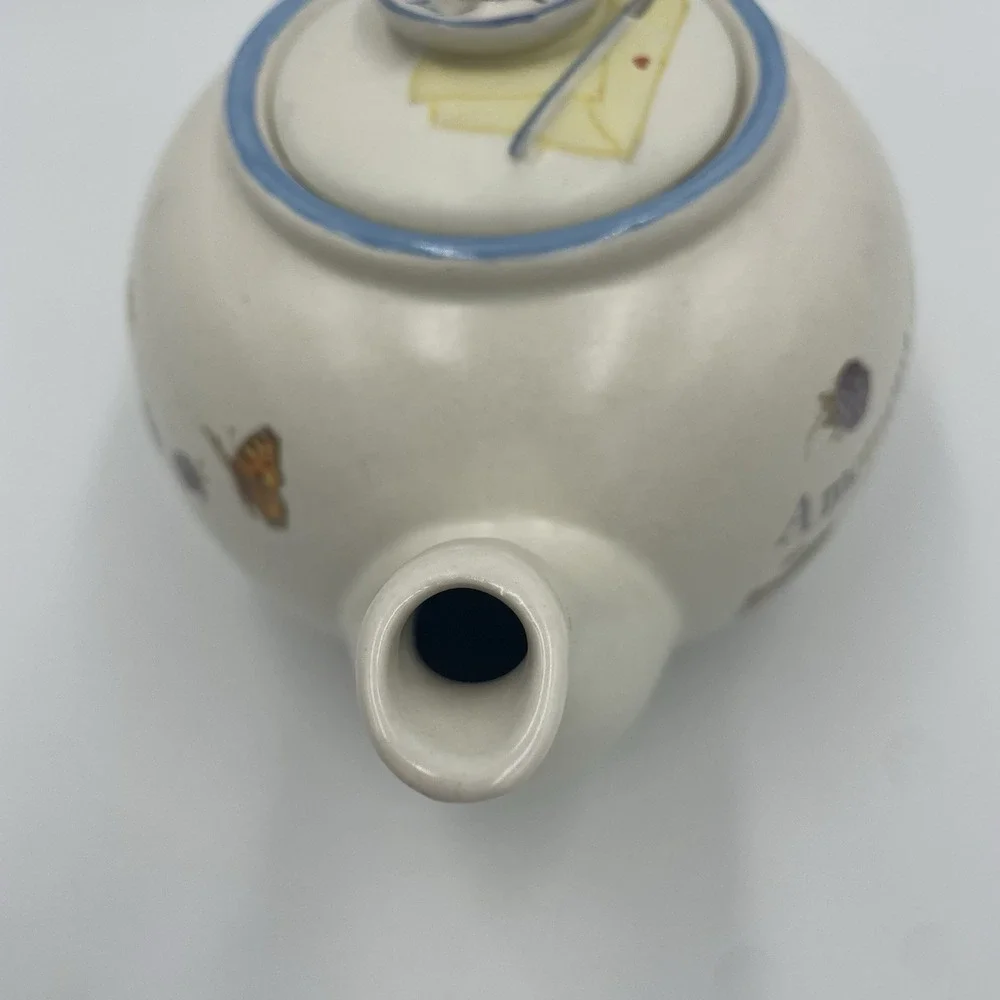 90s Cottagecore Teapot with Birds Vtg Marjolein Bastin Nature Friendship Poem